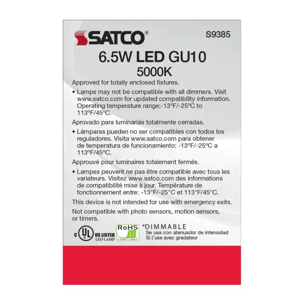 6.5 Watt - LED MR16 - 5000K - 40 deg. Beam Angle - GU10 base - 120 Volt - Image 6