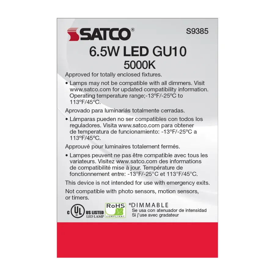 6.5 Watt - LED MR16 - 5000K - 40 deg. Beam Angle - GU10 base - 120 Volt - Image 6