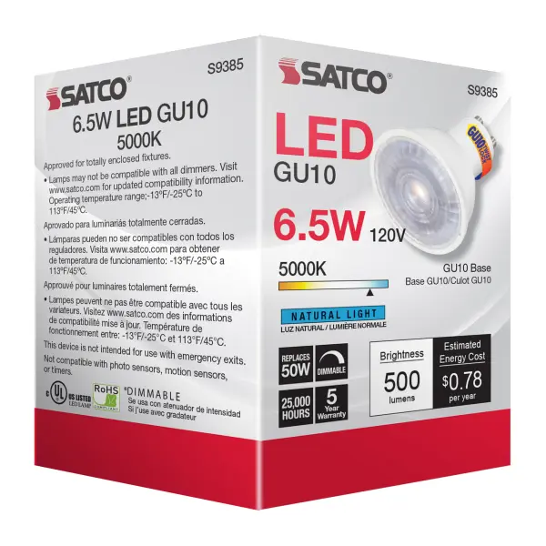 6.5 Watt - LED MR16 - 5000K - 40 deg. Beam Angle - GU10 base - 120 Volt - Image 7