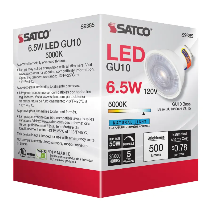 6.5 Watt - LED MR16 - 5000K - 40 deg. Beam Angle - GU10 base - 120 Volt - Image 7
