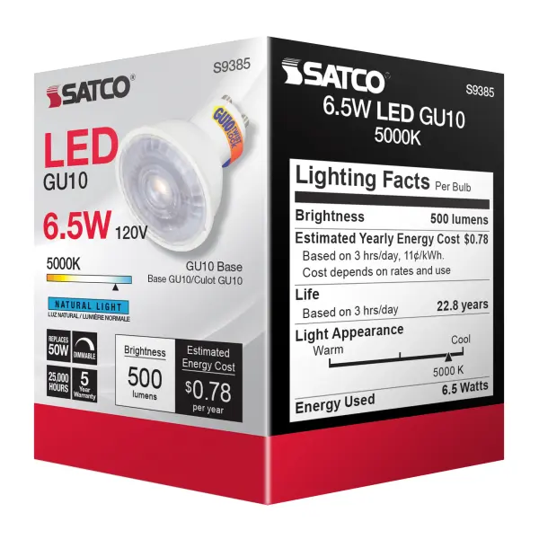 6.5 Watt - LED MR16 - 5000K - 40 deg. Beam Angle - GU10 base - 120 Volt - Image 8