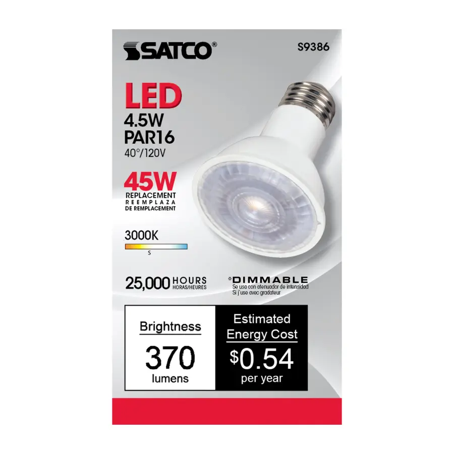 4.5 Watt PAR16 LED - 3000K - 40 deg. Beam Angle - Medium base - 120 Volt - Image 4