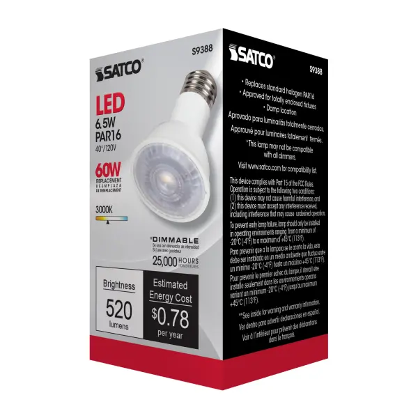 6.5 Watt PAR16 LED - 3000K - 40 deg. Beam Angle - Medium base - 120 Volt - Image 8
