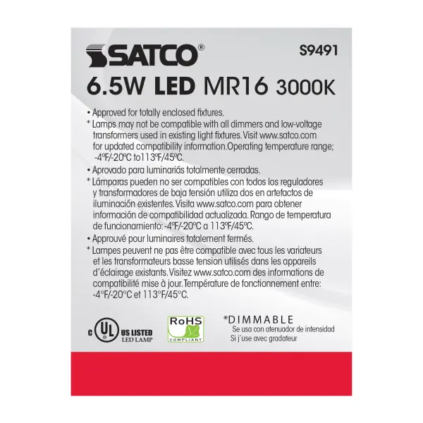 6.5 Watt - LED MR16 LED - 3000K - 25 deg. Beam Angle - GU5.3 base - 12 Volt AC/DC - Image 5