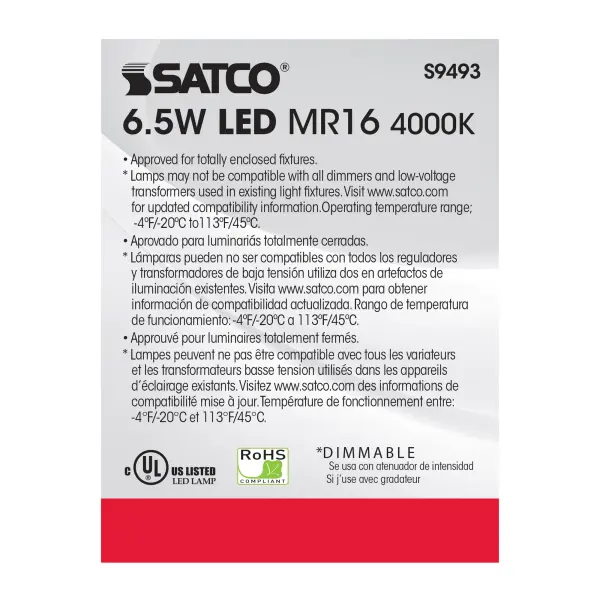 6.5 Watt - LED MR16 LED - 4000K - 25 deg. Beam Angle - GU5.3 base - 12 Volt AC/DC - Image 6