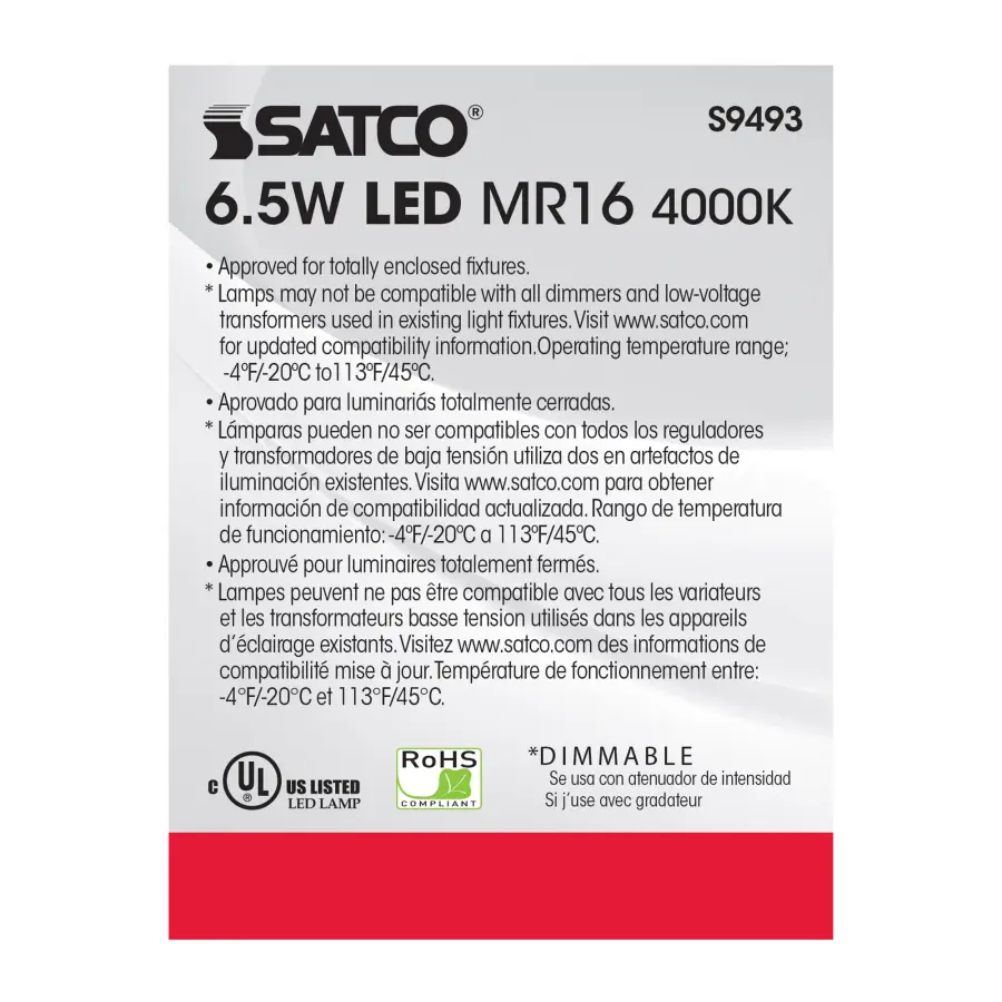 6.5 Watt - LED MR16 LED - 4000K - 25 deg. Beam Angle - GU5.3 base - 12 Volt AC/DC - Image 6
