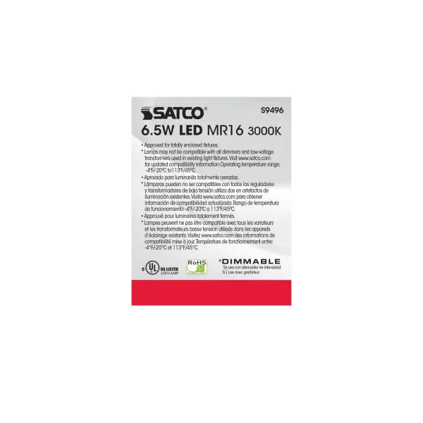 6.5 Watt - LED MR16 LED - 3000K - 40 deg. Beam Angle - GU5.3 base - 12 Volt AC/DC - Image 5