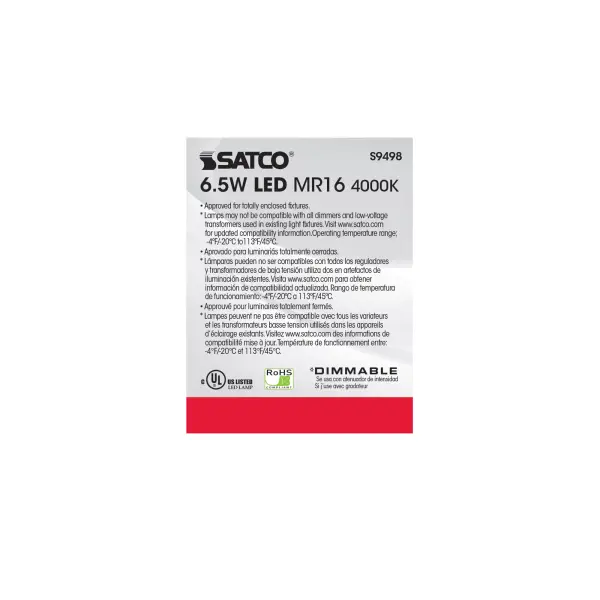 6.5 Watt - LED MR16 LED - 4000K - 40 deg. Beam Angle - GU5.3 base - 12 Volt AC/DC - Image 5