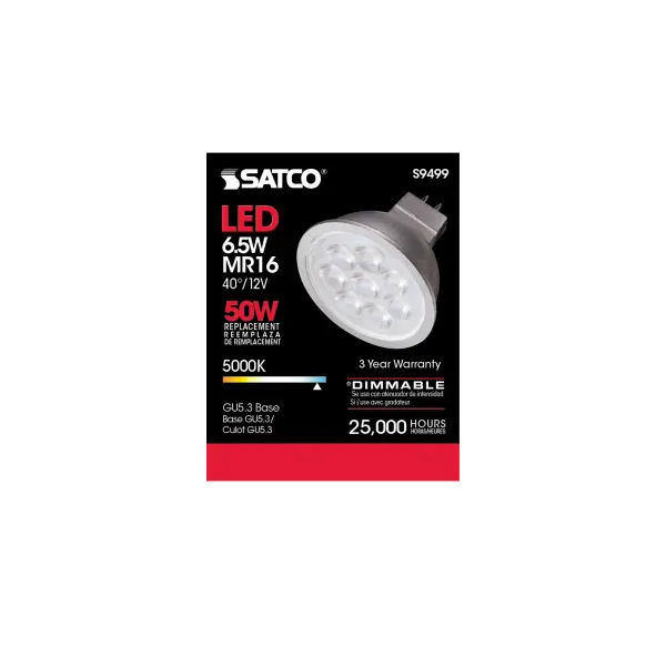 6.5 Watt - LED MR16 LED - 5000K - 40 deg. Beam Angle - GU5.3 base - 12 Volt AC/DC - Image 3