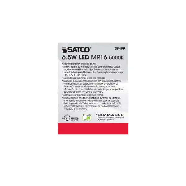 6.5 Watt - LED MR16 LED - 5000K - 40 deg. Beam Angle - GU5.3 base - 12 Volt AC/DC - Image 5