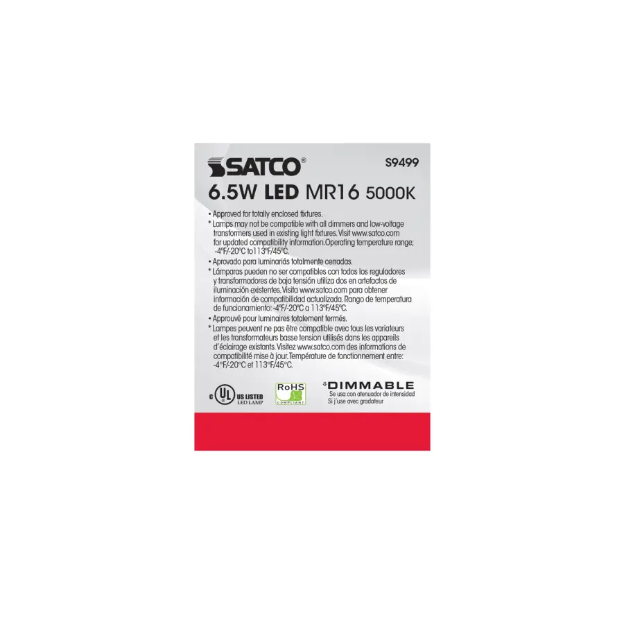 6.5 Watt - LED MR16 LED - 5000K - 40 deg. Beam Angle - GU5.3 base - 12 Volt AC/DC - Image 5