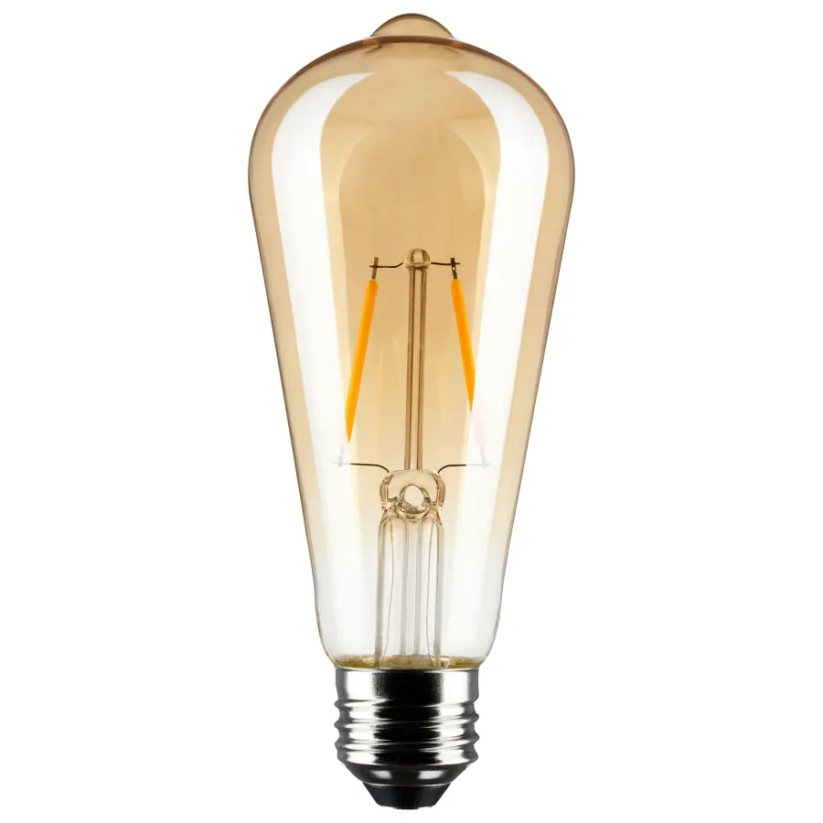 2.5 Watt ST19 LED Filament - Transparent Amber - Medium base - 2000K - 220 Lumens - 120 Volt - Image 1