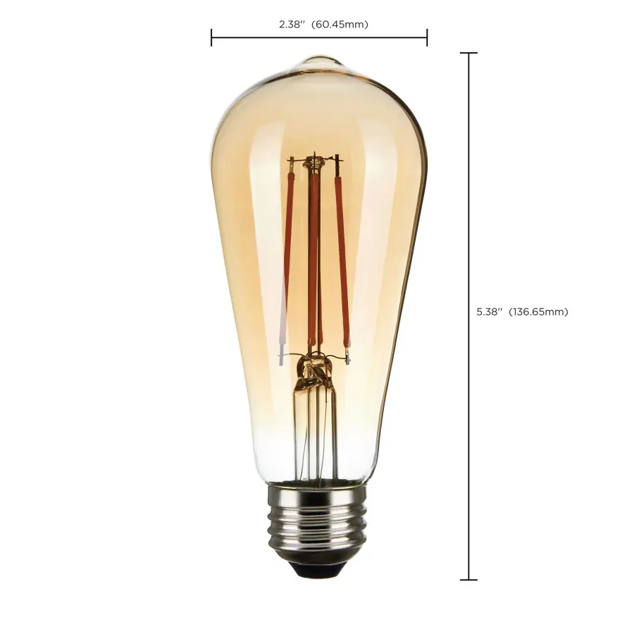 2.5 Watt ST19 LED Filament - Transparent Amber - Medium base - 2000K - 220 Lumens - 120 Volt - Image 9