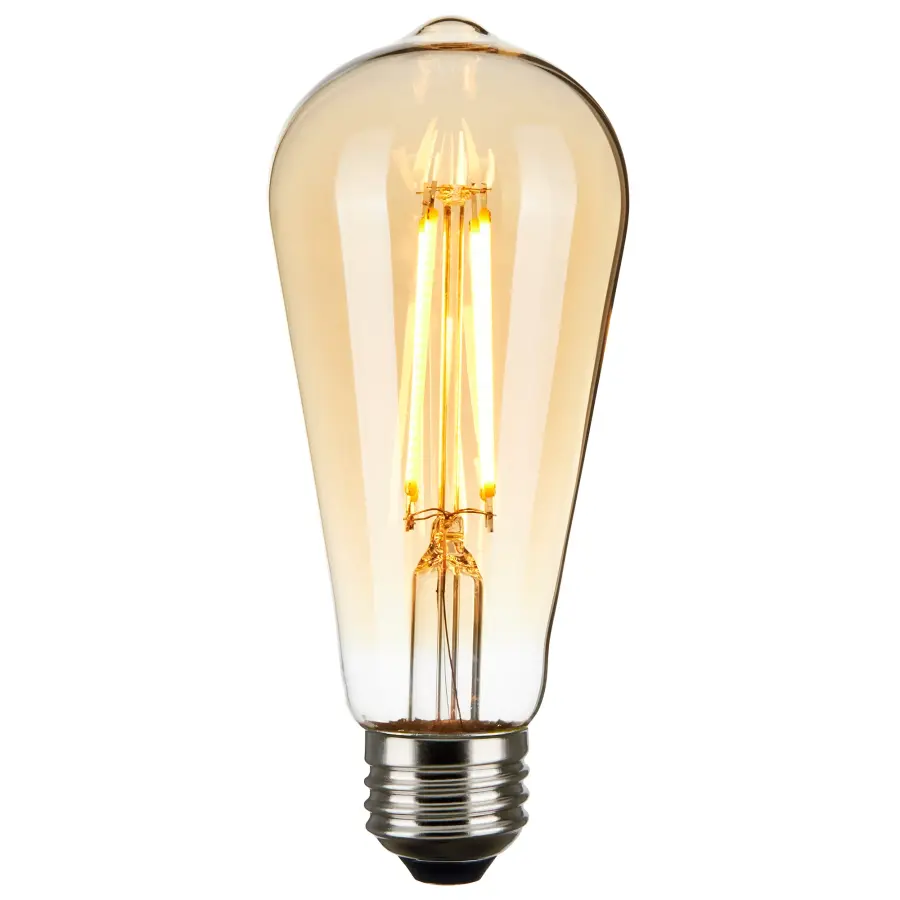 7 Watt ST19 LED Filament - Transparent Amber - Medium base - 2000K - 650 Lumens - 120 Volt - Image 2