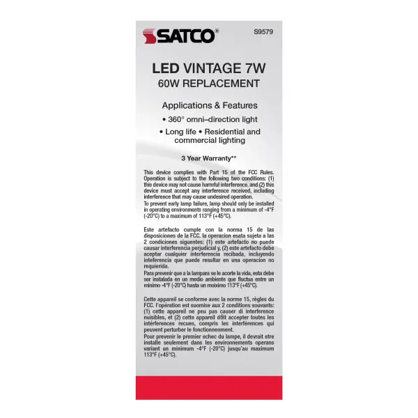 7 Watt ST19 LED Filament - Transparent Amber - Medium base - 2000K - 650 Lumens - 120 Volt - Image 5