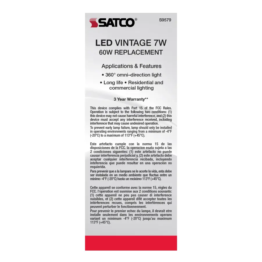 7 Watt ST19 LED Filament - Transparent Amber - Medium base - 2000K - 650 Lumens - 120 Volt - Image 5