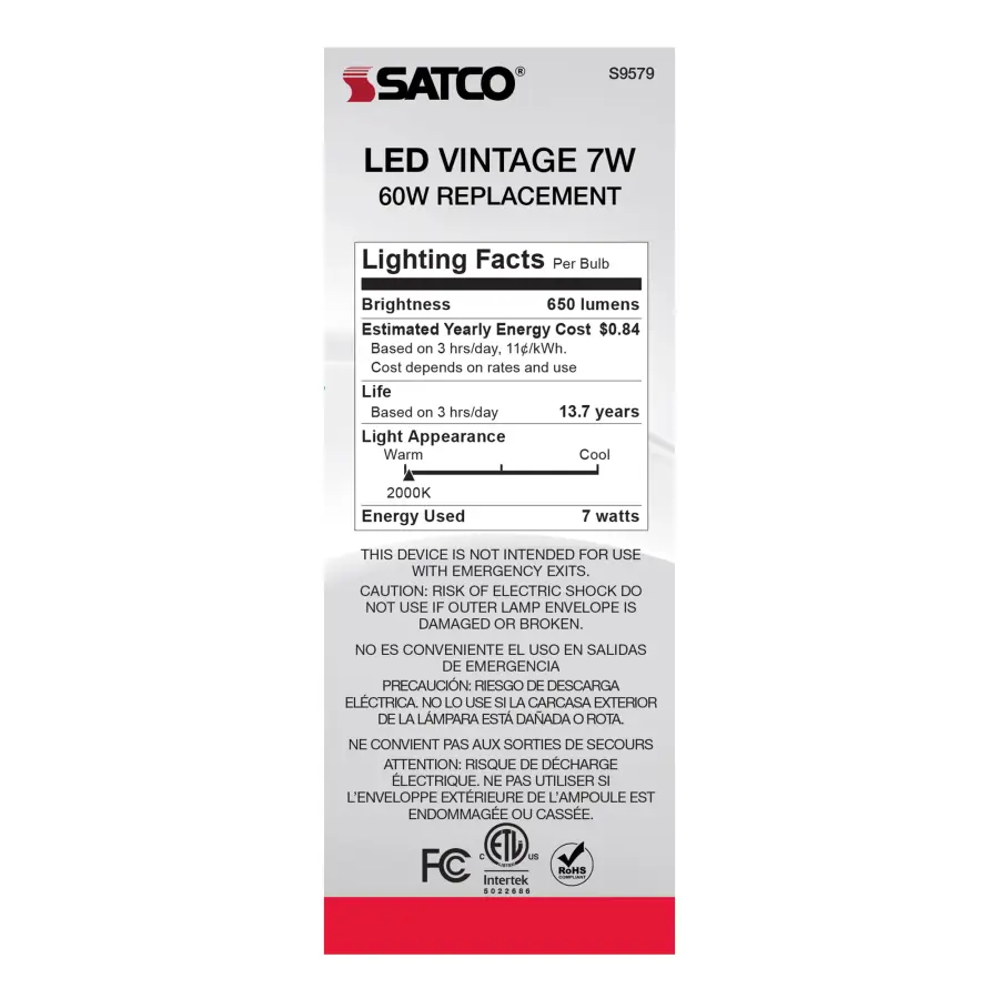7 Watt ST19 LED Filament - Transparent Amber - Medium base - 2000K - 650 Lumens - 120 Volt - Image 6