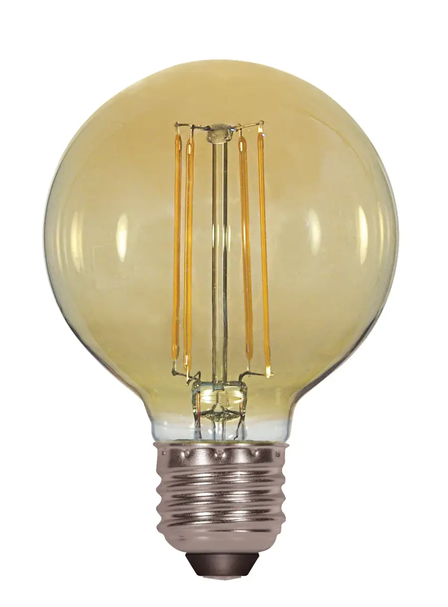 4.5 Watt G25 LED Filament - Amber - Medium base - 2000K - 380 Lumens - 120 Volt - Image 1