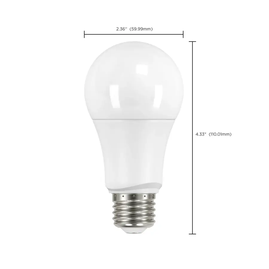 9.5 Watt - A19 LED - Frosted - 3000K Medium base - 220 deg. Beam Angle - 120 Volt - Non-Dimmable - Image 3