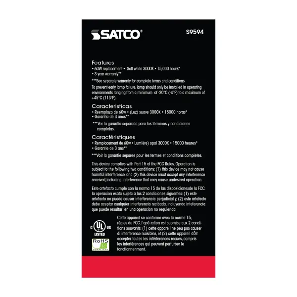 9.5 Watt - A19 LED - Frosted - 3000K Medium base - 220 deg. Beam Angle - 120 Volt - Non-Dimmable - Image 6