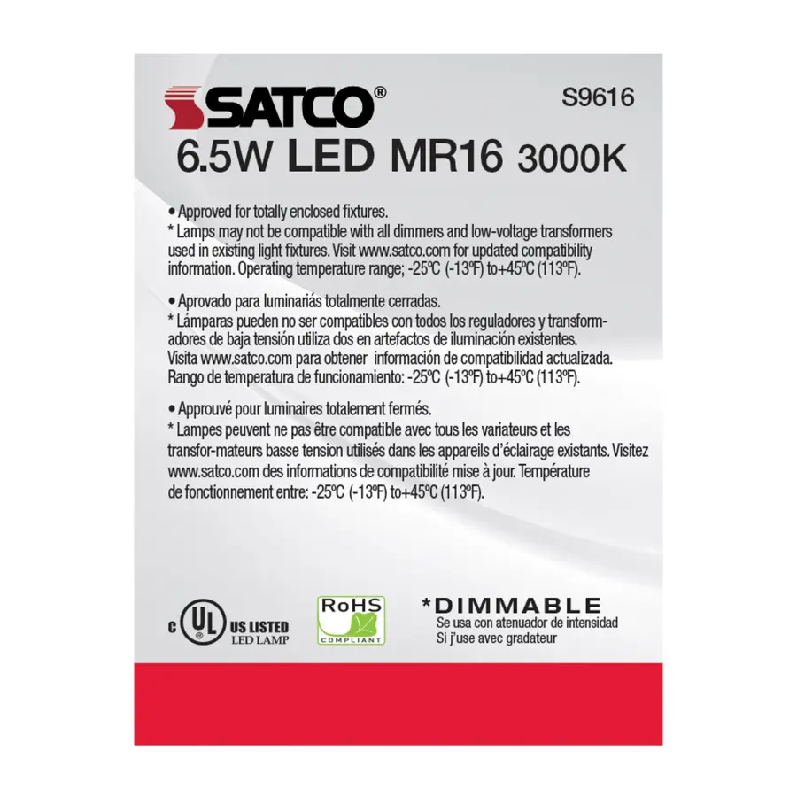6.5 Watt - LED MR16 LED - 3000K - 40 deg. Beam Angle - GU5.3 base - 12 Volt AC/DC - Image 5