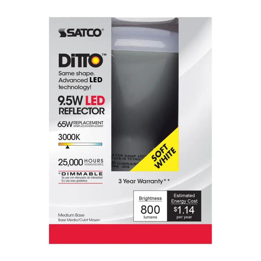 9.5 Watt - BR30 LED - 105 deg. Beam Angle - 3000K - Medium base - 120 Volt - Dimmable - Image 3