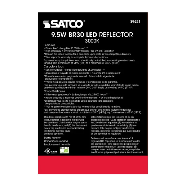 9.5 Watt - BR30 LED - 105 deg. Beam Angle - 3000K - Medium base - 120 Volt - Dimmable - Image 7