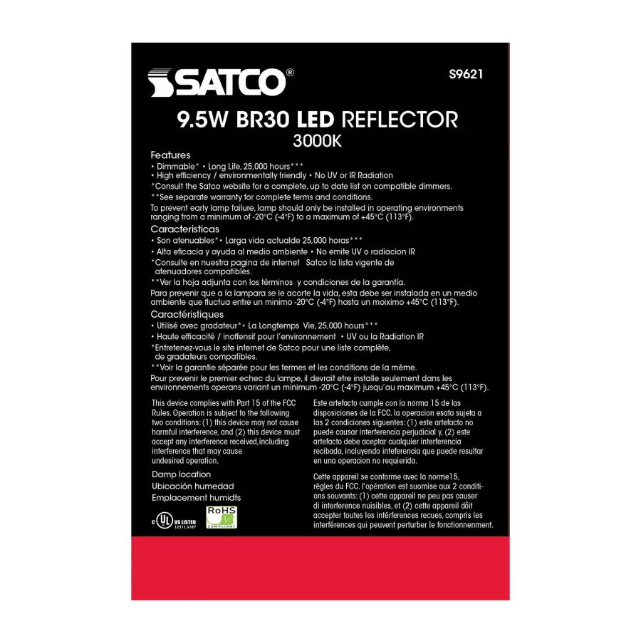 9.5 Watt - BR30 LED - 105 deg. Beam Angle - 3000K - Medium base - 120 Volt - Dimmable - Image 7