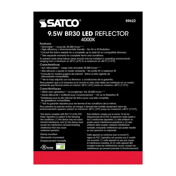 9.5 Watt - BR30 LED - 105 deg. Beam Angle - 4000K - Medium base - 120 Volt - Dimmable - Image 8