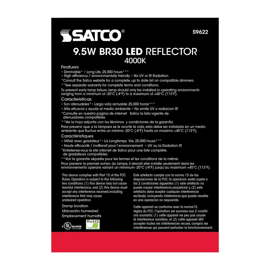 9.5 Watt - BR30 LED - 105 deg. Beam Angle - 4000K - Medium base - 120 Volt - Dimmable - Image 8