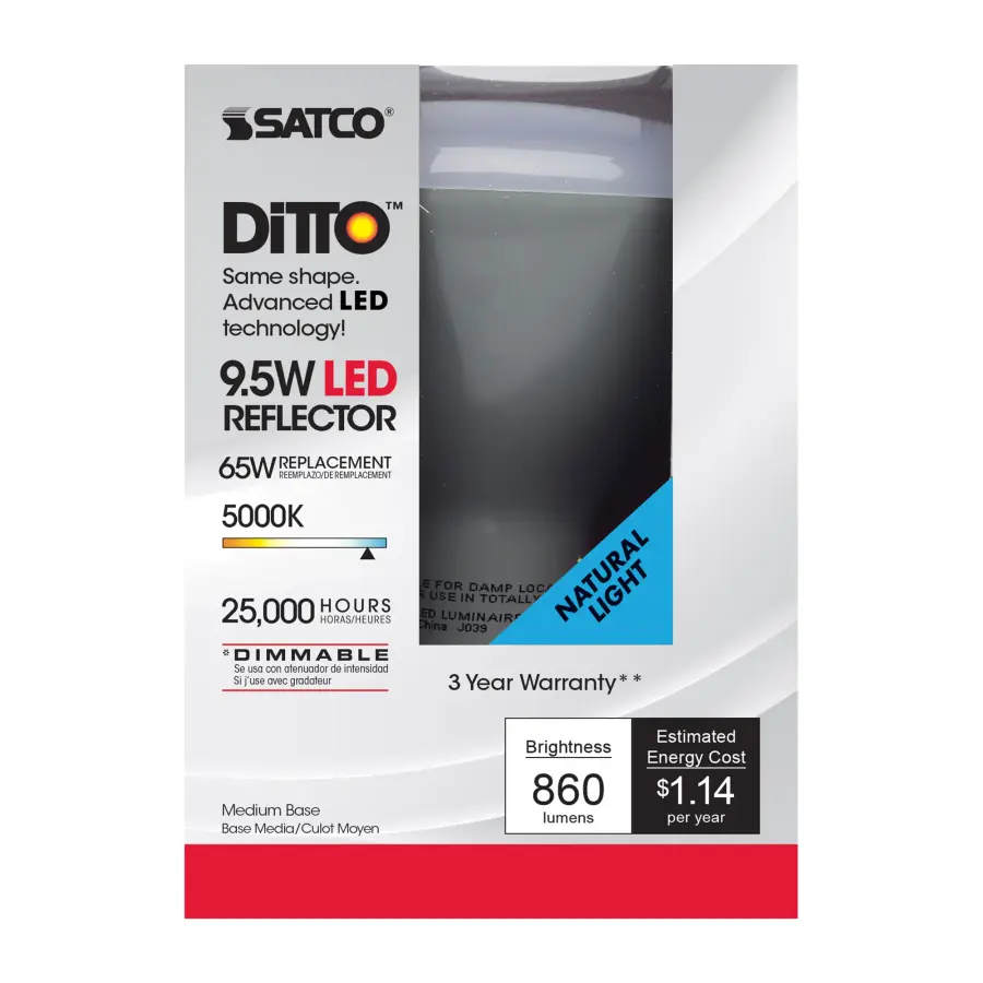 9.5 Watt - BR30 LED - 105 deg. Beam Angle - 5000K - Medium base - 120 Volt - Dimmable - Image 3