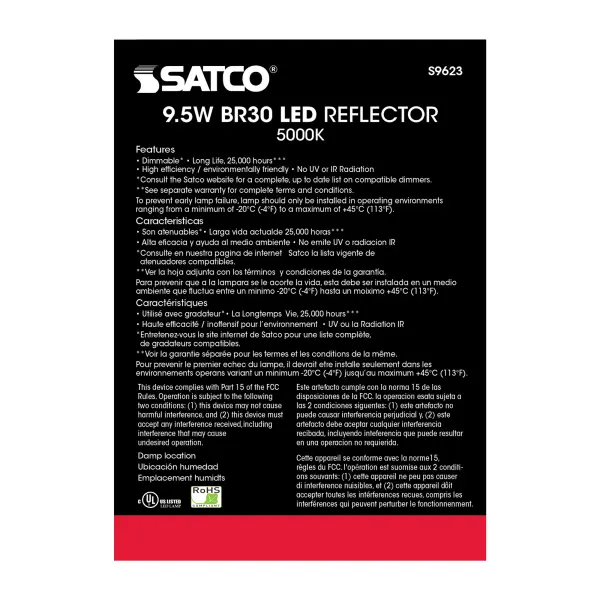 9.5 Watt - BR30 LED - 105 deg. Beam Angle - 5000K - Medium base - 120 Volt - Dimmable - Image 7