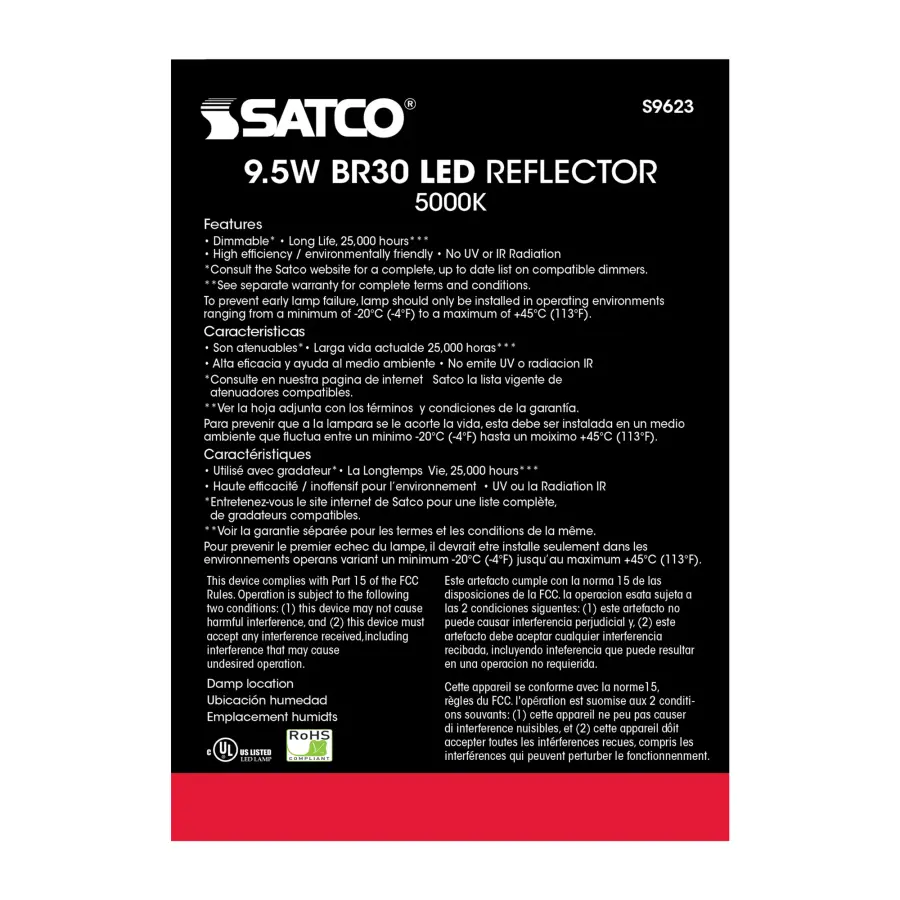 9.5 Watt - BR30 LED - 105 deg. Beam Angle - 5000K - Medium base - 120 Volt - Dimmable - Image 7