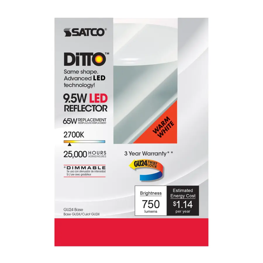 9.5 Watt - BR30 LED - 105 deg. Beam Angle - 2700K - GU24 base - 120 Volt - Dimmable - Image 3