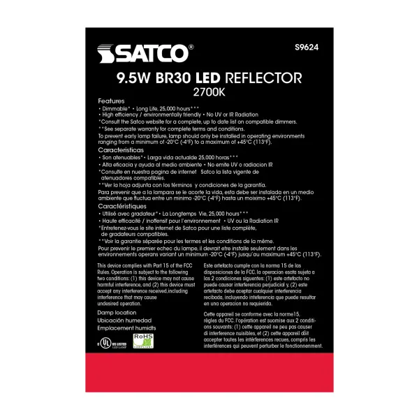 9.5 Watt - BR30 LED - 105 deg. Beam Angle - 2700K - GU24 base - 120 Volt - Dimmable - Image 5