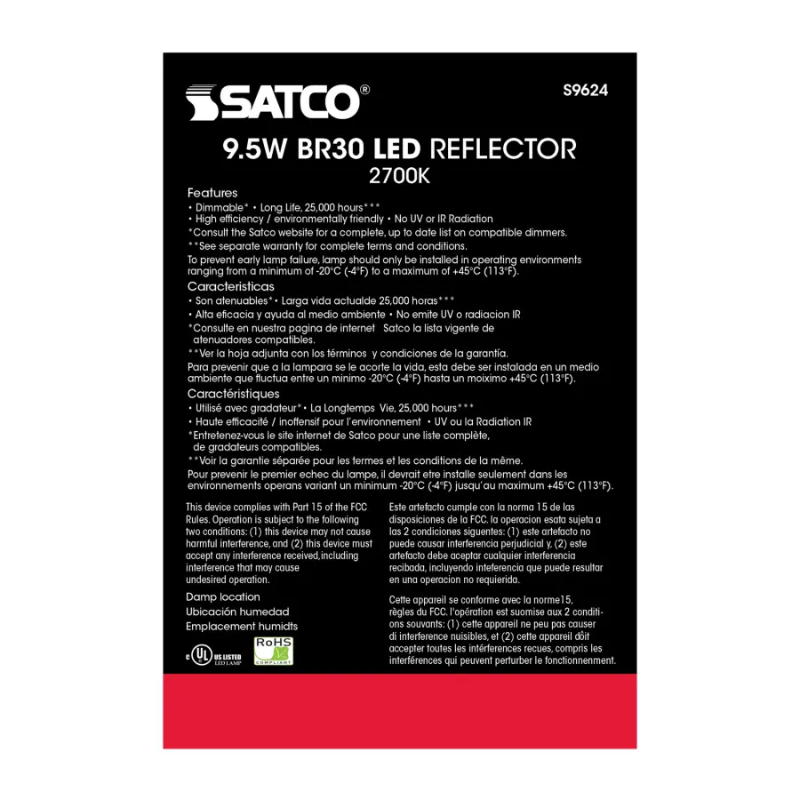 9.5 Watt - BR30 LED - 105 deg. Beam Angle - 2700K - GU24 base - 120 Volt - Dimmable - Image 5