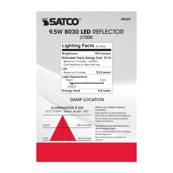 9.5 Watt - BR30 LED - 105 deg. Beam Angle - 2700K - GU24 base - 120 Volt - Dimmable - Image 6
