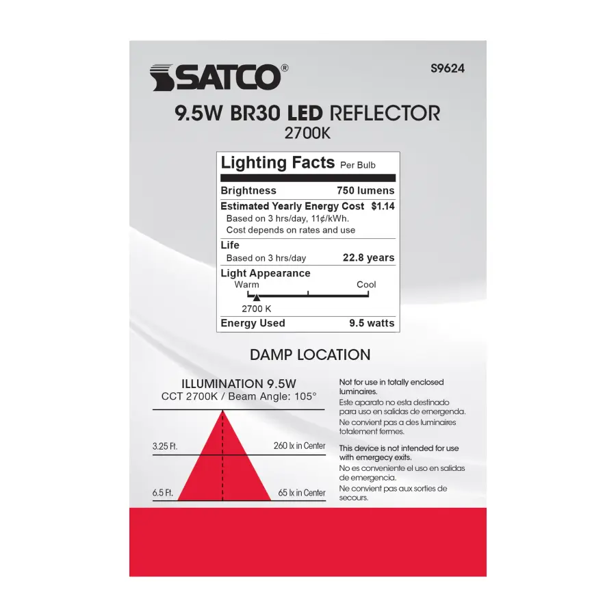9.5 Watt - BR30 LED - 105 deg. Beam Angle - 2700K - GU24 base - 120 Volt - Dimmable - Image 6