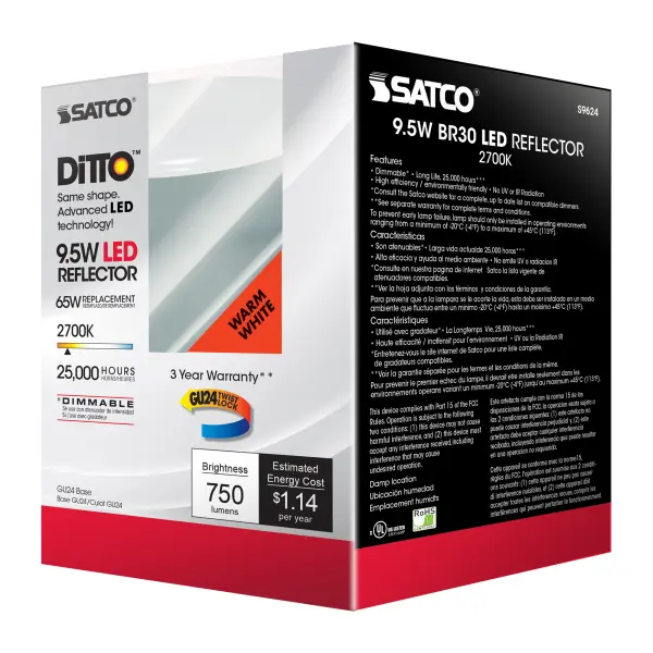 9.5 Watt - BR30 LED - 105 deg. Beam Angle - 2700K - GU24 base - 120 Volt - Dimmable - Image 9