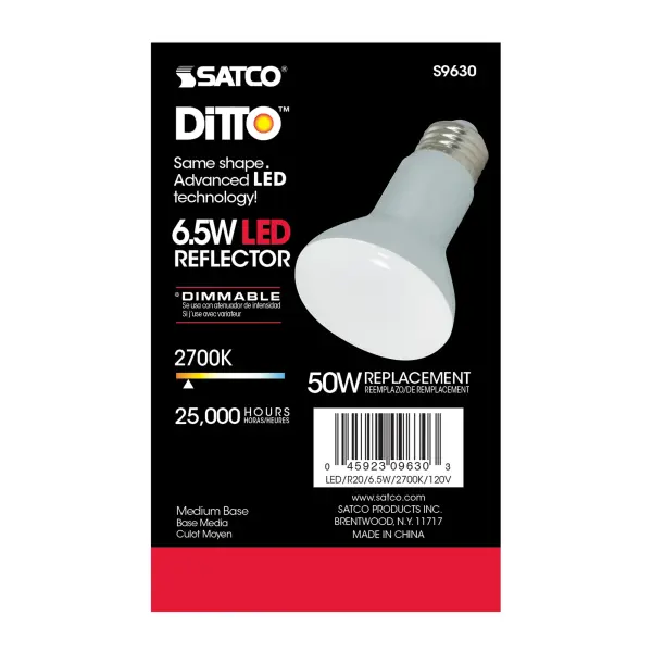 6.5 Watt - LED R20 - 2700K - 107 deg. Beam Angle - Medium base - 120 Volt - Dimmable - Image 5