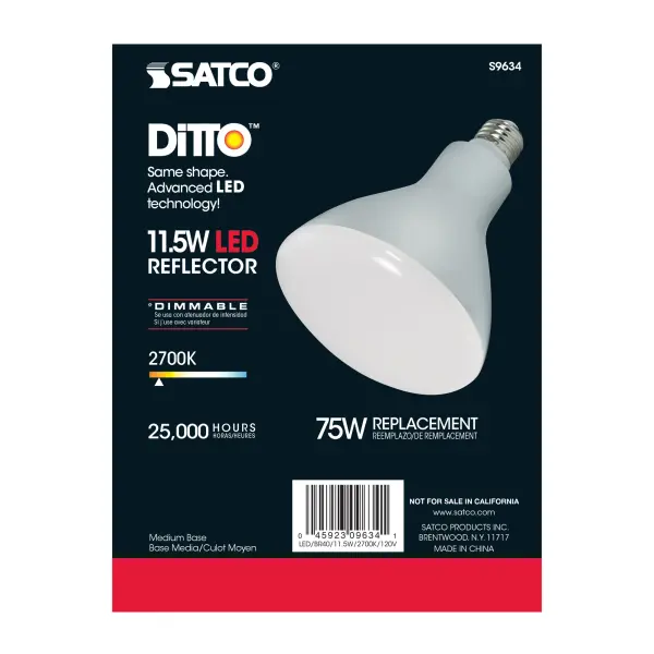 11.5 Watt - LED BR40 - 2700K - 103 deg. Beam Angle - Medium base - 120 Volt - Dimmable - Image 3