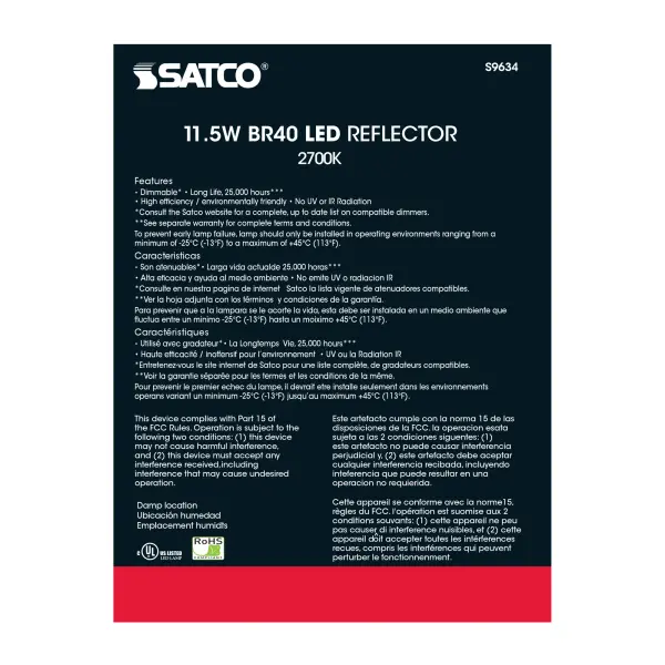 11.5 Watt - LED BR40 - 2700K - 103 deg. Beam Angle - Medium base - 120 Volt - Dimmable - Image 4