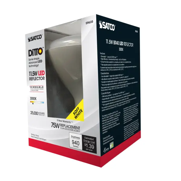 11.5 Watt - LED BR40 - 3000K - 103 deg. Beam Angle - Medium base - 120 Volt - Dimmable - Image 11