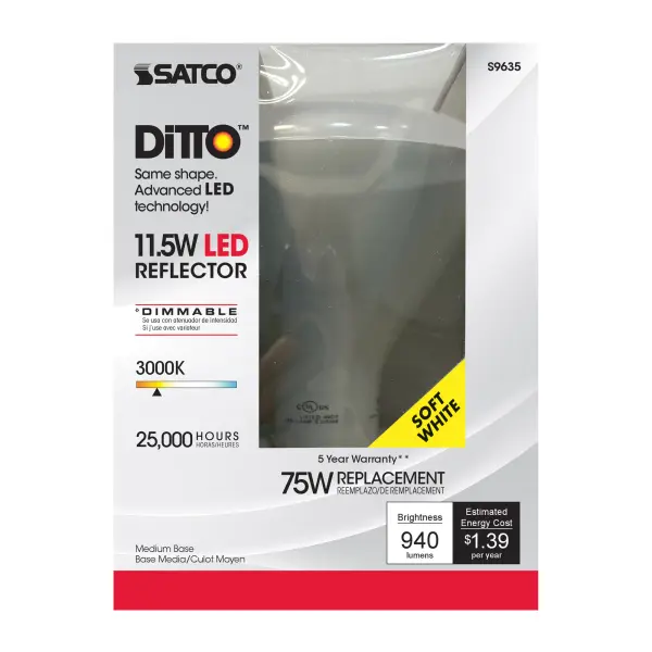 11.5 Watt - LED BR40 - 3000K - 103 deg. Beam Angle - Medium base - 120 Volt - Dimmable - Image 6