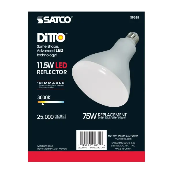 11.5 Watt - LED BR40 - 3000K - 103 deg. Beam Angle - Medium base - 120 Volt - Dimmable - Image 7