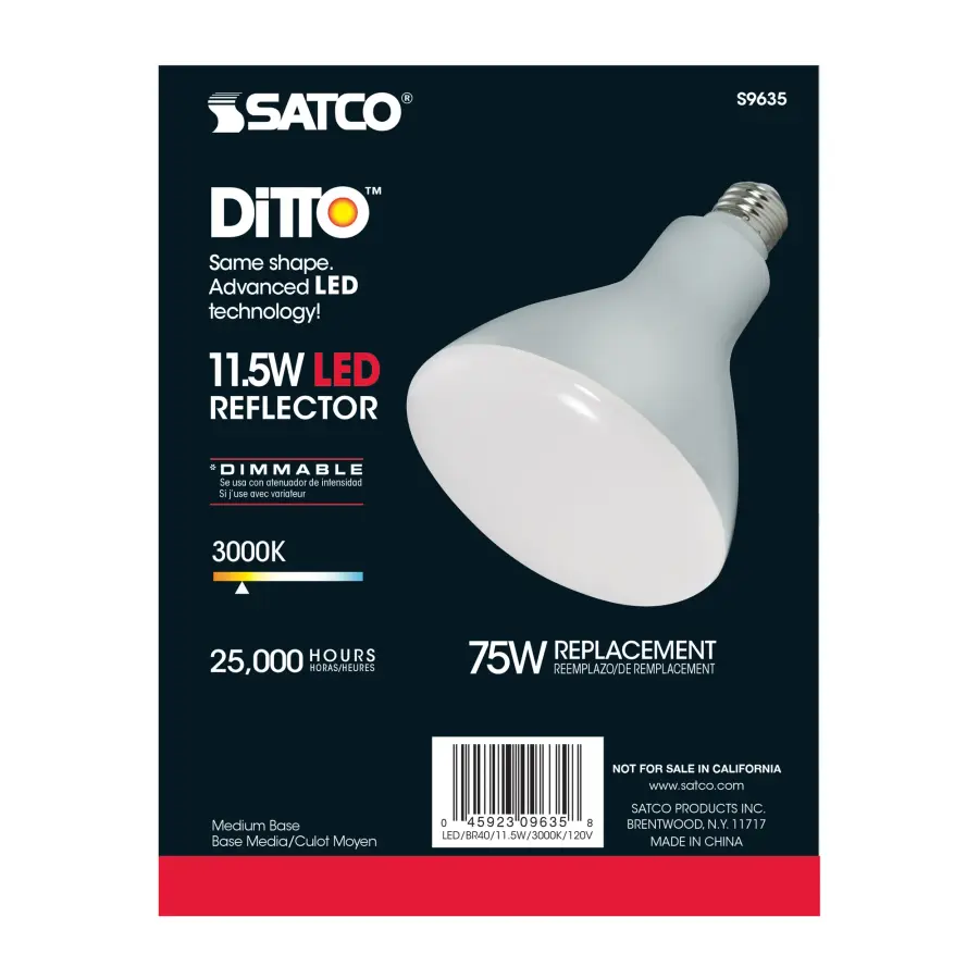 11.5 Watt - LED BR40 - 3000K - 103 deg. Beam Angle - Medium base - 120 Volt - Dimmable - Image 7