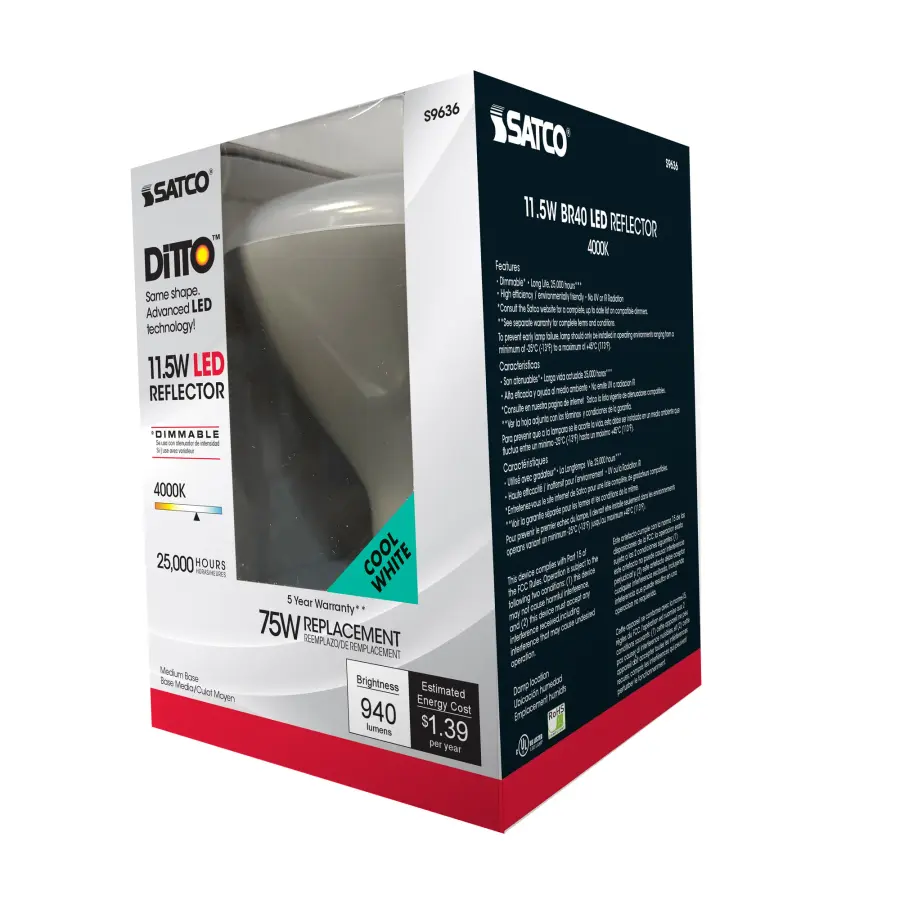 11.5 Watt - LED BR40 - 4000K - 103 deg. Beam Angle - Medium base - 120 Volt - dimmable - Image 7