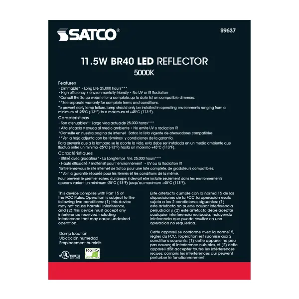 11.5 Watt - LED BR40 - 5000K - 103 deg. Beam Angle - Medium base - 120 Volt - dimmable - Image 4