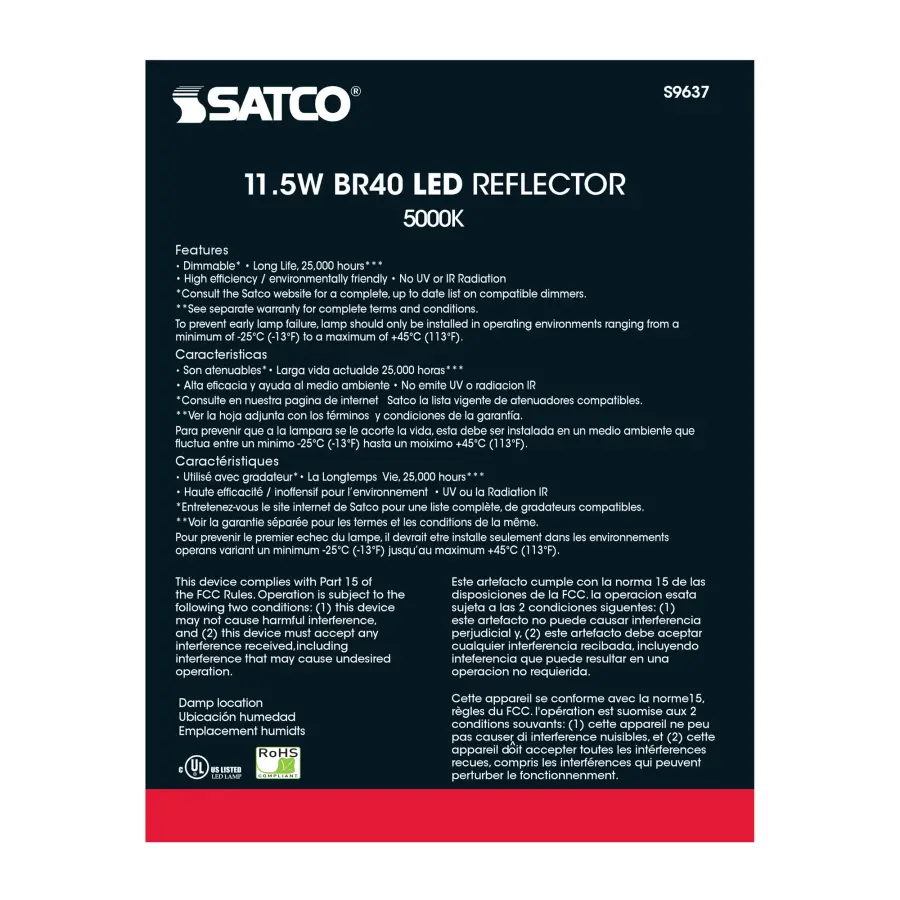 11.5 Watt - LED BR40 - 5000K - 103 deg. Beam Angle - Medium base - 120 Volt - dimmable - Image 4