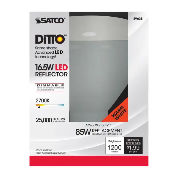 16.5 Watt - LED BR40 - 2700K - 103 deg. Beam Angle - Medium base - 120 Volt - dimmable - alternate view